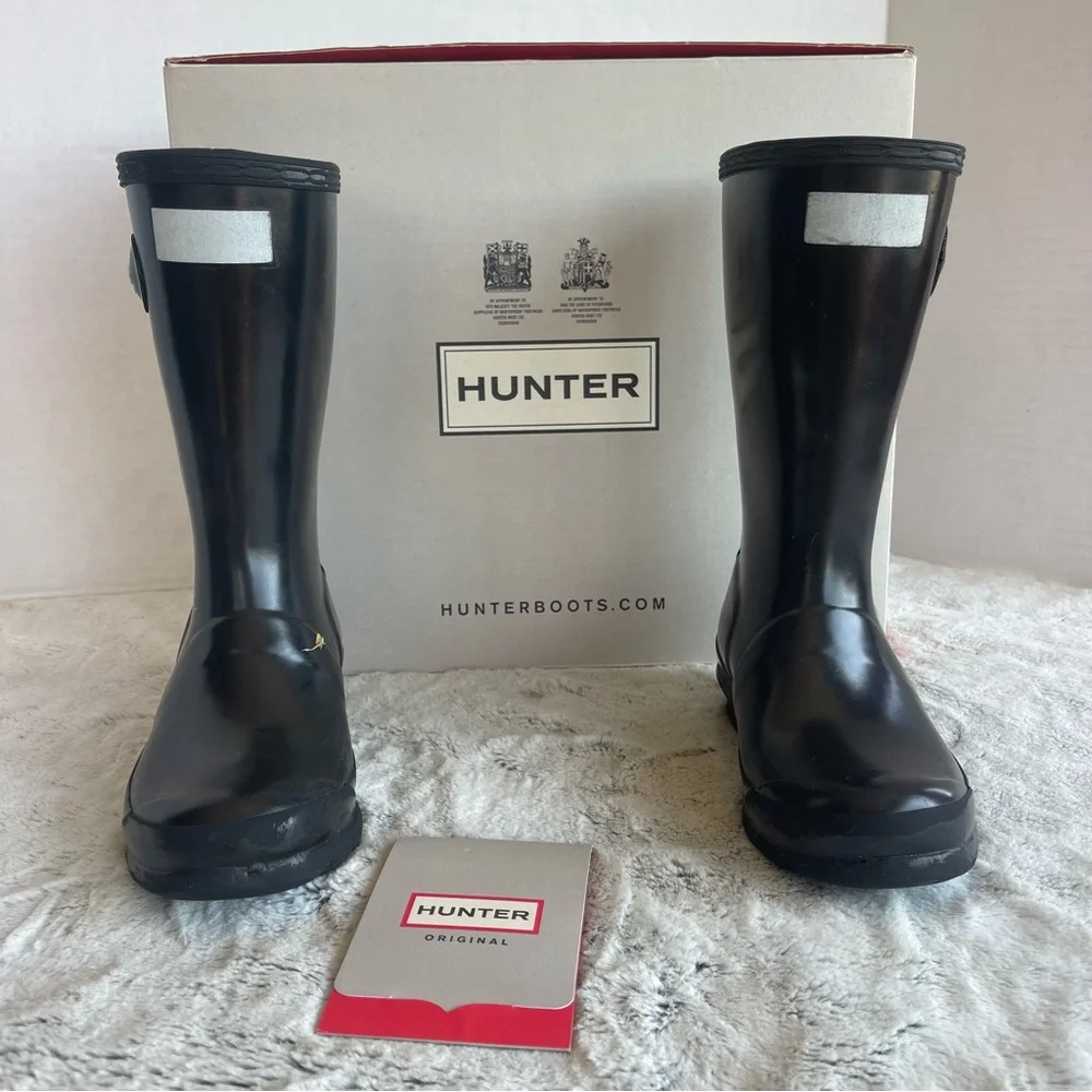 Hunter Glossy Black Boots Little Girl Size 13B - Picture 3 of 13